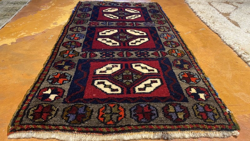 Antique 1900-1930s Kurdish Tribal Rug 1’9" X 3’6” gallery
