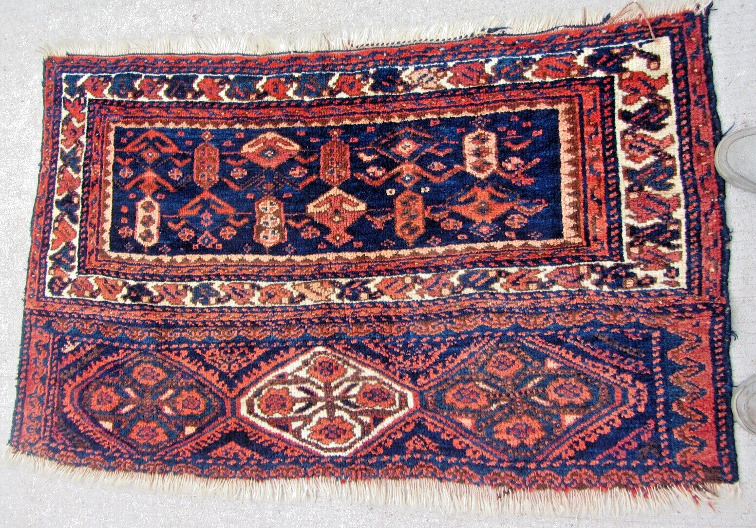 Antique Kurdish Bag Face Tribal Hand Made Rug Large Soft Wool 32 x 52 100 Years gallery