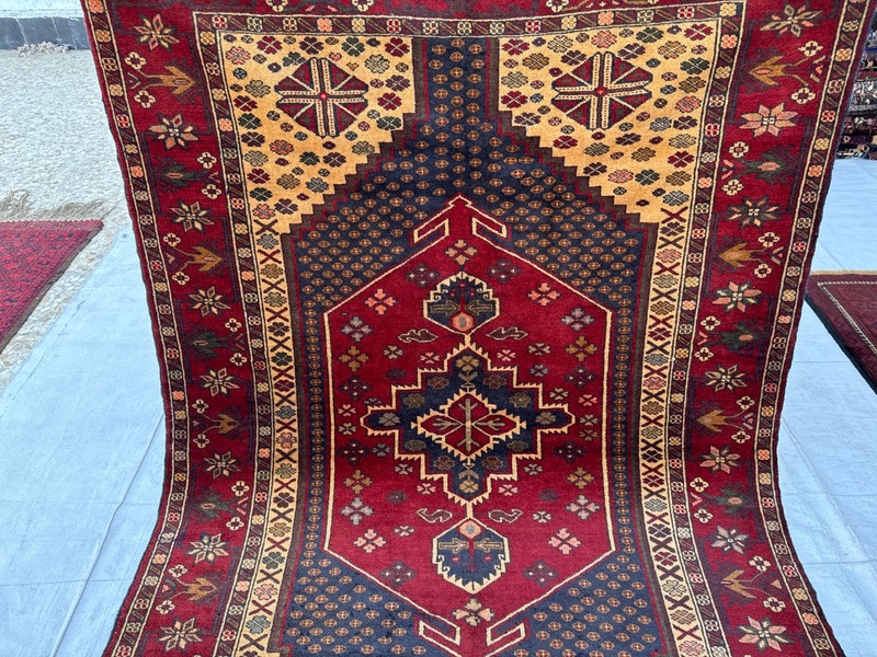 Beige Afghan Baluchi Medallion Rug 4x6 ft Fine Hand Knotted Oriental Area Carpet gallery