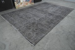 hand made neutral large vintage turkish rug 7×10 oversize oushak wool carpet,165