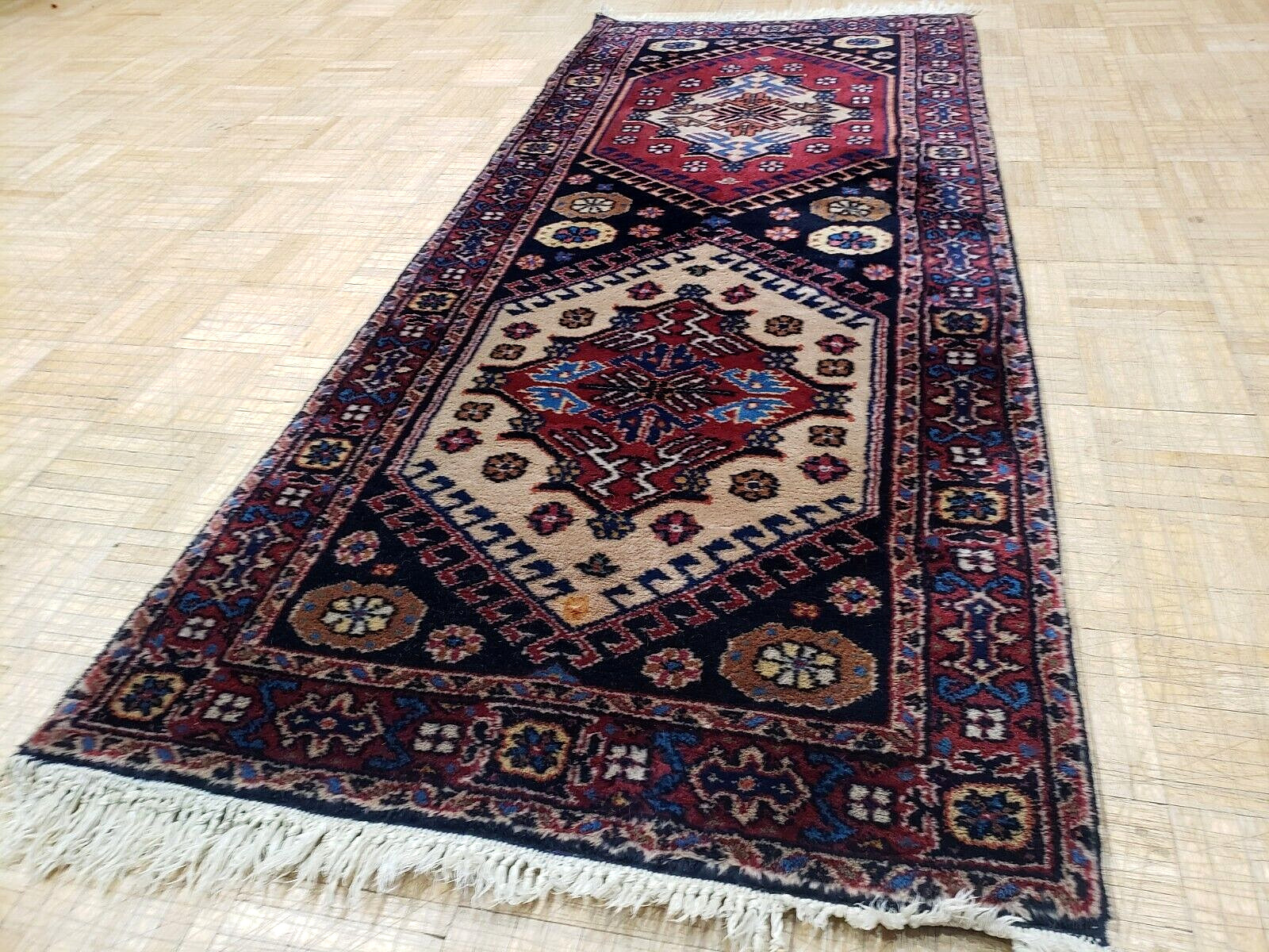 2.6x6 TURKISH KAZAK KARAJEH VINTAGE AUTHENTIC HAND WOVEN 100% WOOL ORIENTAL RUG gallery