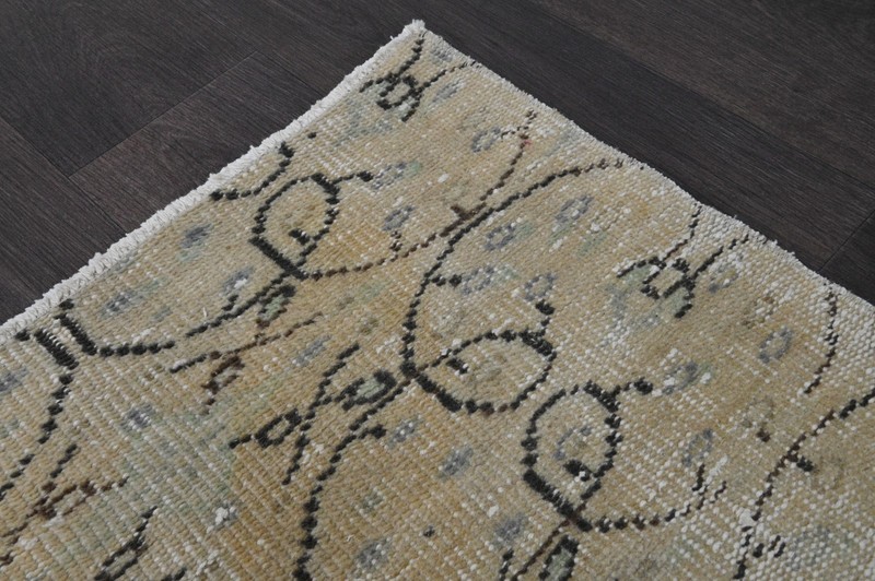 Vintage Turkish Runner Rug 2x8ft Wool Anatolian Handmade Hallway Oushak BEIGE gallery