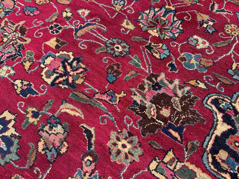 9x12 SIGNED ANTIQUE ORIENTAL RUG red purple blue VINTAGE handmade hand-knotted gallery