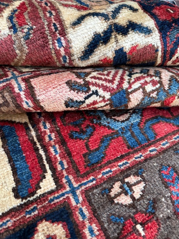 Handmade Turkish Vintage Rug,Pink & Blue 4 Seasons Design, Light Distress, 5x10 gallery
