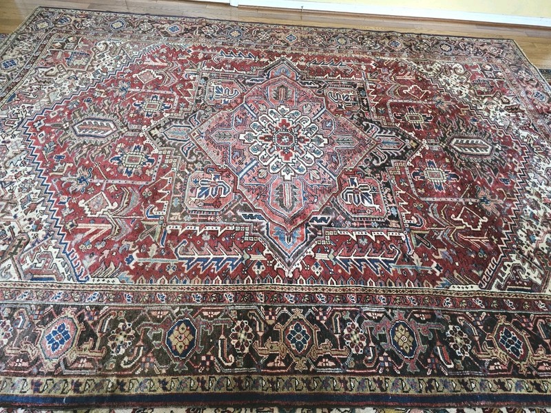 8.7x11.11 ANTIQUE FINE HERIZ RUG SERAPI VINTAGE USHAK KAZAK CAUCASIAN SHIRVAN gallery