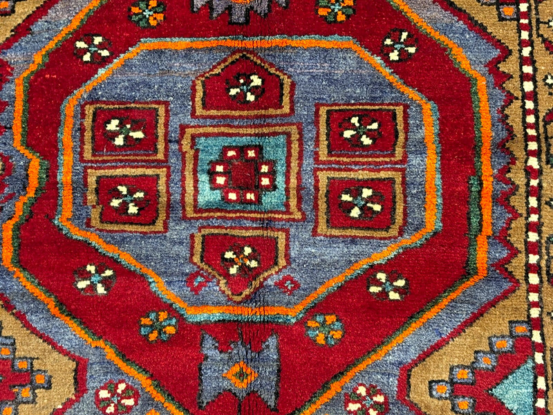 Vintage Hand Knotted Tarom Tribal Wool Area Rug 4x7 Red Blue Geometric Oriental gallery