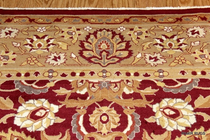 Very Fine Quality Hand Knotted 8' x 10' AGRA Heriz Design Dark red, gold Beige gallery