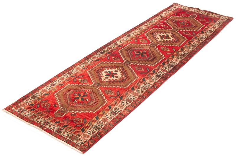3'7" x 10'10" Vintage Hand-knotted Runner Rug Traditional Oriental Wool Carpet gallery