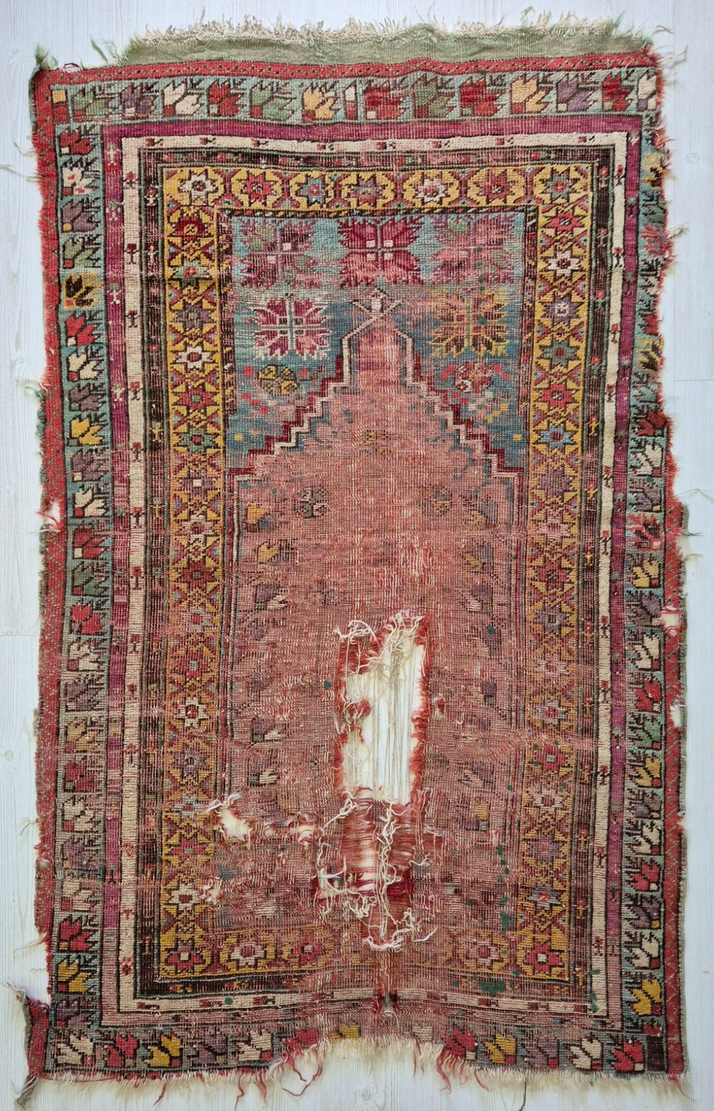 Antique Kirsehir Mucur Prayer Rug Textile Art Rare Tribal Carpet 40x63'' gallery