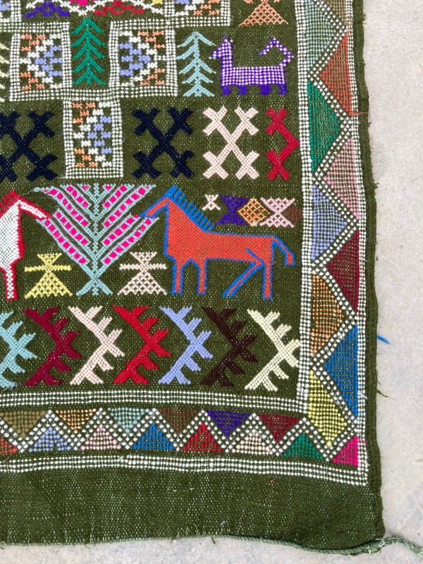 Vintage Traditional Handmade Beautiful Moroccan Kilim Floor Rug Carpet 98x52 cm gallery