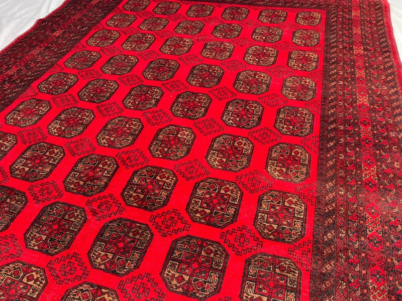 8 x 11 Turkoman Rug – Afghan Elephant Foot Wool Tribal Carpet, Geometric pattern gallery