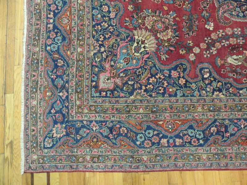 10x13 10x14 Antique Lavar Kermaan Oriental Area Rug wool Red Blue Pink Green gallery