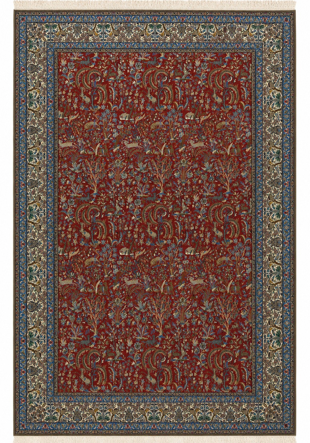 Wonderful Red Per'sian Rug 7x11, Kork Wool on Silk, 6La Very Fine 500 KPSI gallery