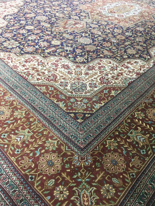 4.4 X 7 Authentic Qumm Area Rug Oriental Knotted Rare All Silk Pile Dark Blue A+ gallery