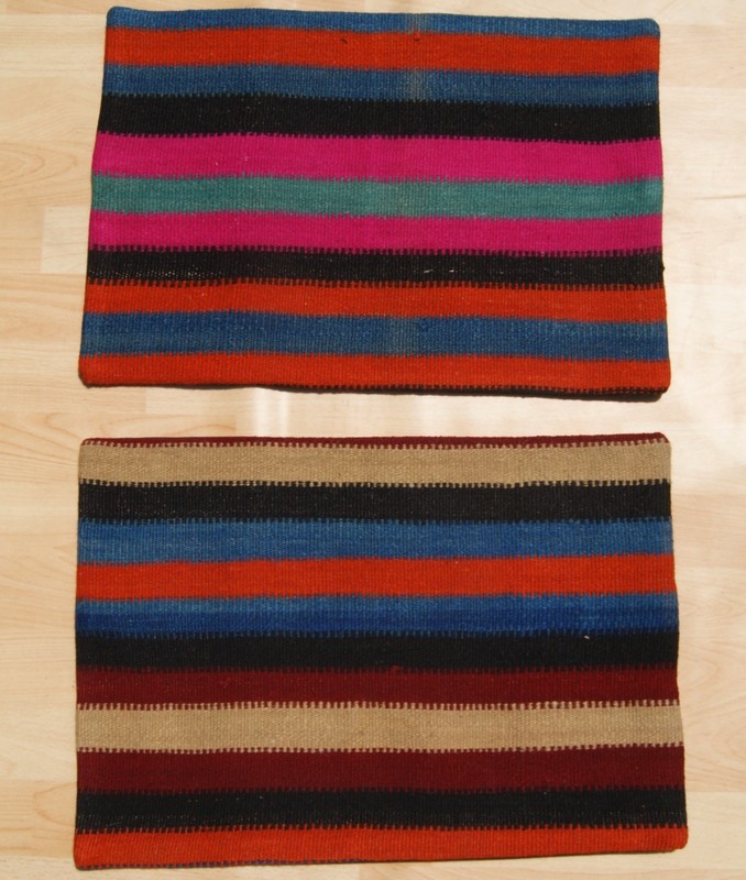 SET OF 14 PILLOWS MULTI COLORED RECTANGLE WOOL TURKISH KILIM AREA RUGS 20"X14" gallery