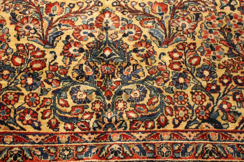 CIRCA 1900 ANTIQUE AUTHENTIC SAROUK RUG 9' x 11' FLORAL ORIENTAL RUG YELLOW gallery