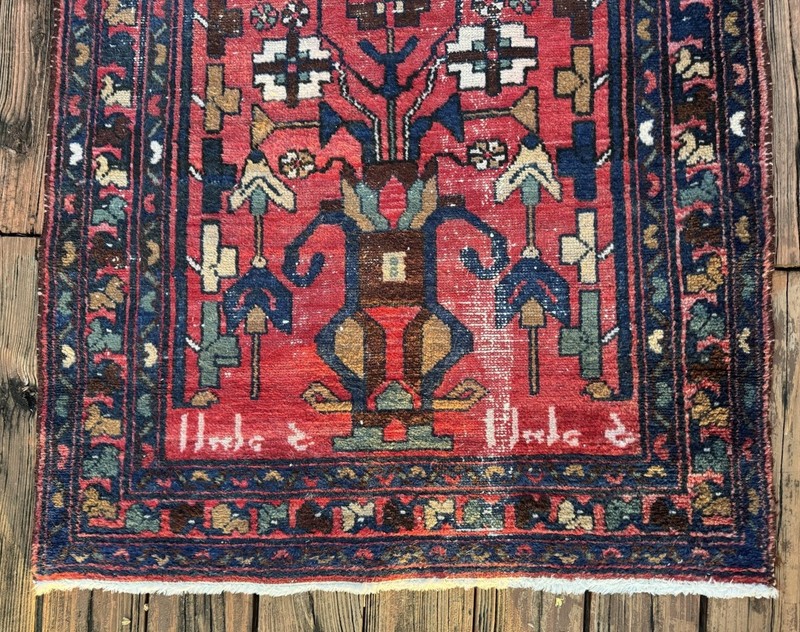 Antique Oriental Persiene Tribal Hand Knotted Rug Runner 9.9 X 3.2 Signed Dated gallery