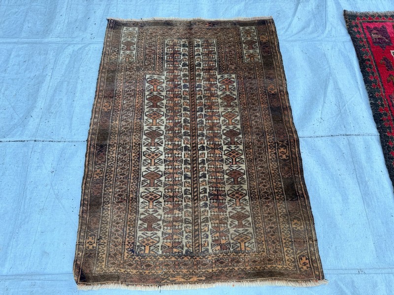 1920s Antique Afghan Baluchi Muted Rug 3x4 Beige Terracotta Oriental Area Carpet gallery