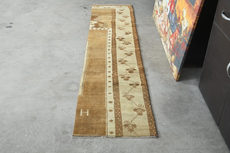 2x7 runner rug, handmade vintage turkish rug runner, small oushak rug,710 gallery