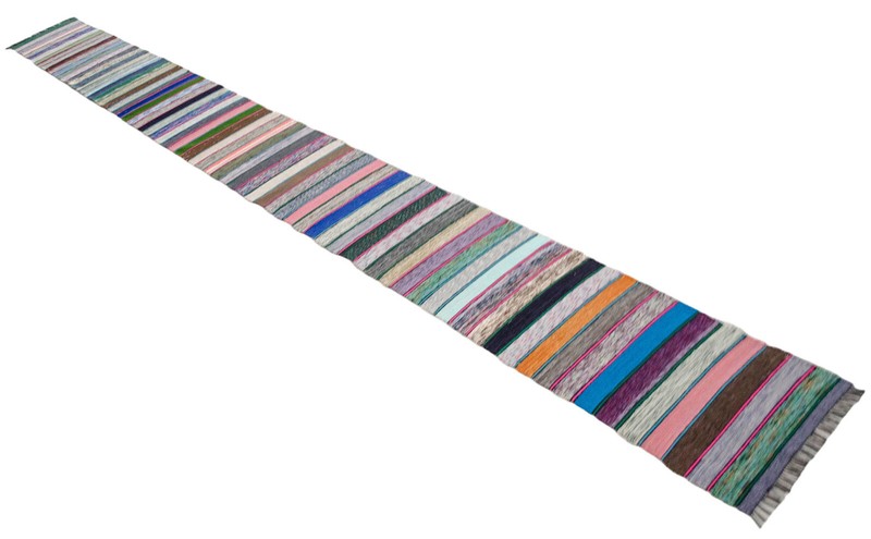 Striped Runner Rug Stair Tread Hand MADE Extra Long Kilim Ragrug 1.8 x 19.8 Ft gallery