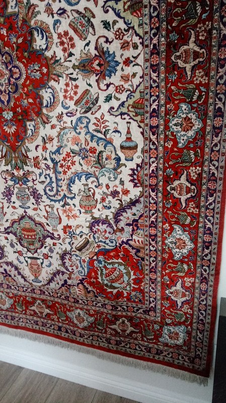 Vintage Handmade RARE Silk Wool Rug Displayed On Wall For Decades HTF Authentic gallery