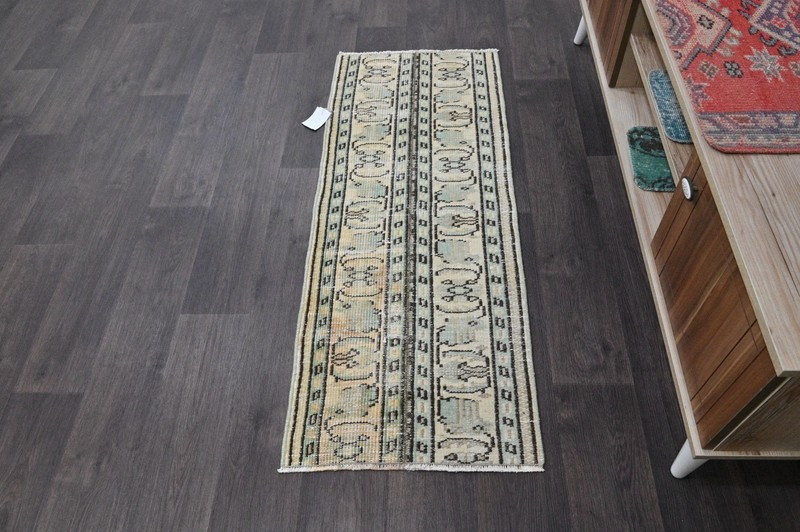 Oushak Turkish Doormat Rug 2x4 BEIGE Vintage Anatolian Handmade Small Kilim Rug gallery