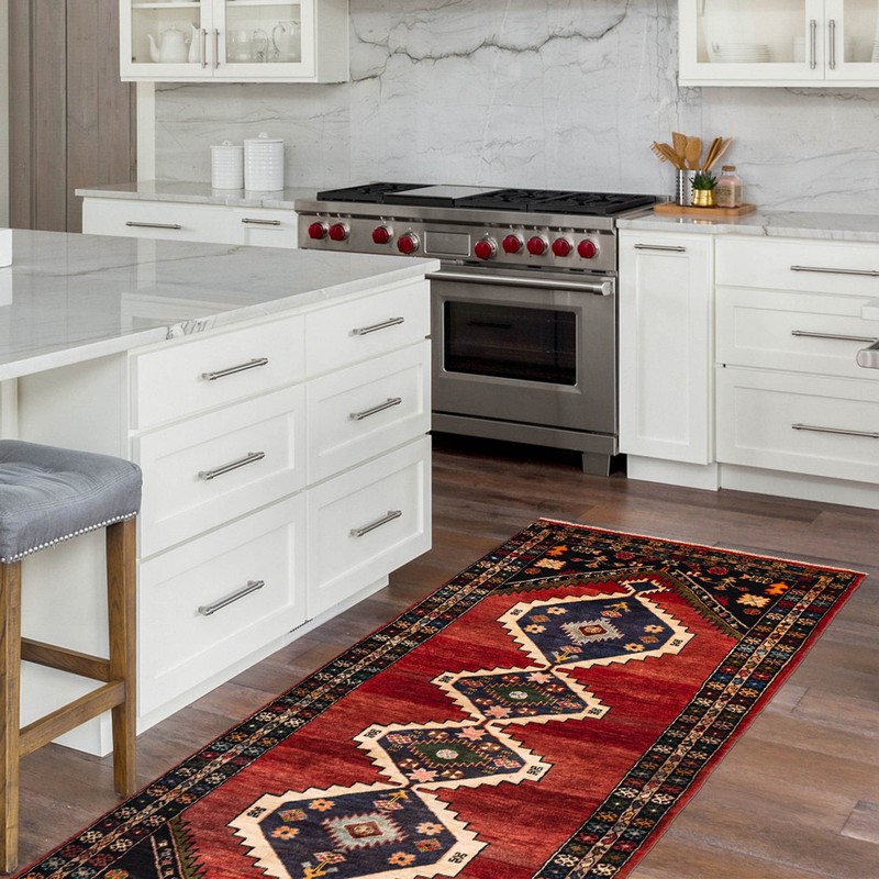 Vintage Hand-knotted Runner Rug 3'8" x 9'2" Traditional Oriental Wool Carpet gallery