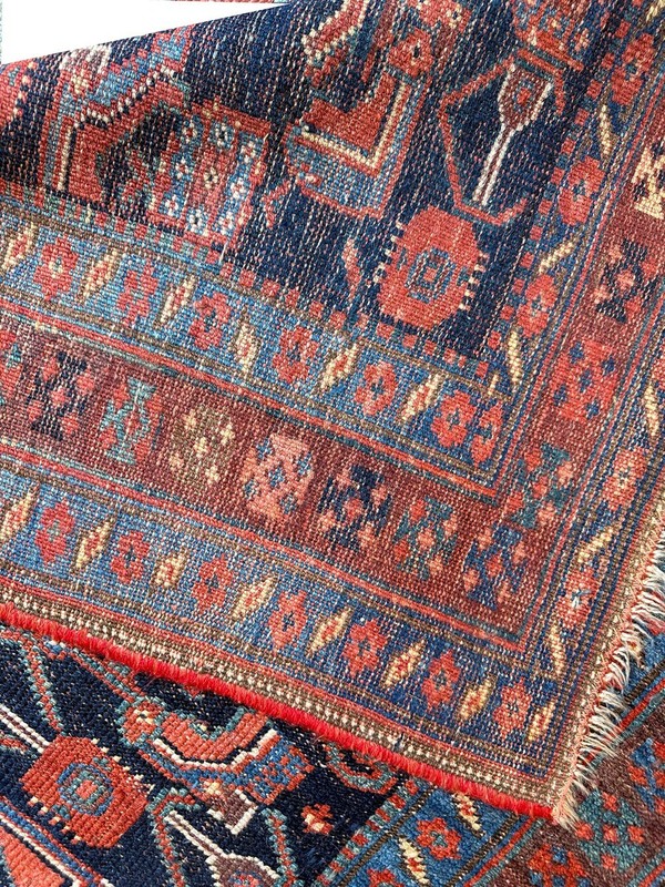 An Antique Tribal 4' x 10' Worn Out Kurd Bidjar Rug gallery