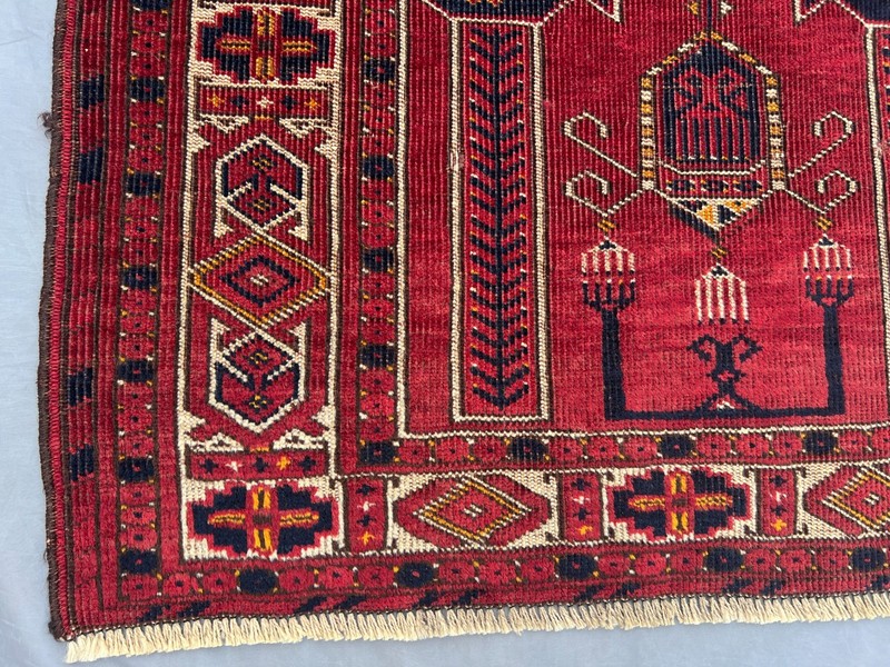 2'9 x 3'6 ft Antique Turkmen Hand Knotted Prayer Rug Vintage Tribal Wool Mat Rug gallery