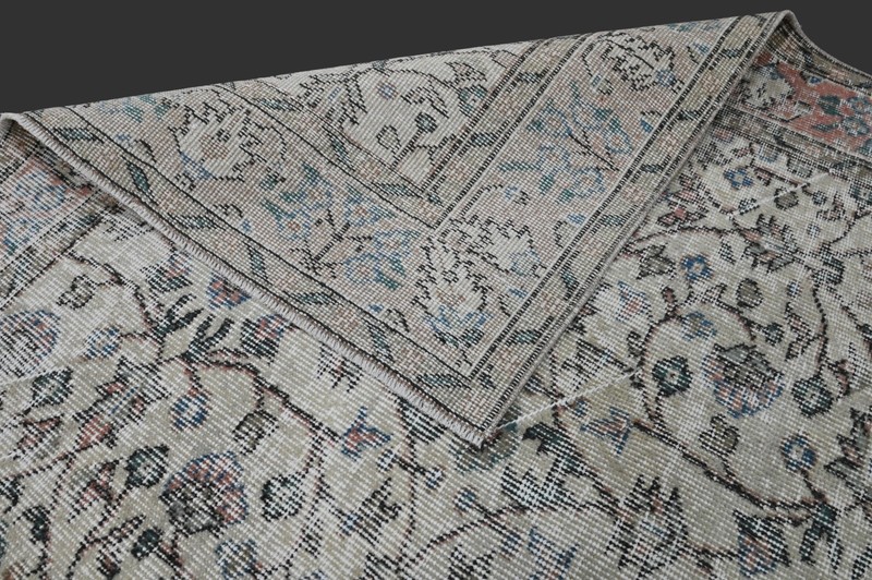 Vintage Turkish Oushak Rug, Beige 5x8ft, Handmade Wool, Bohemian Anatolian gallery
