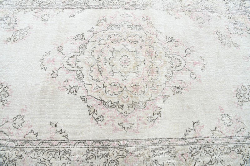 4x8 area rug, handmade vintage turkish carpet, neutral oushak rug,wool rugs,578 gallery