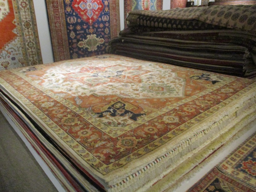 9x12 HERIZ SERAPI LOVELY DESIGN VEGETABLE DYE HANDMADE-KNOTTED WOOL RUG 585030