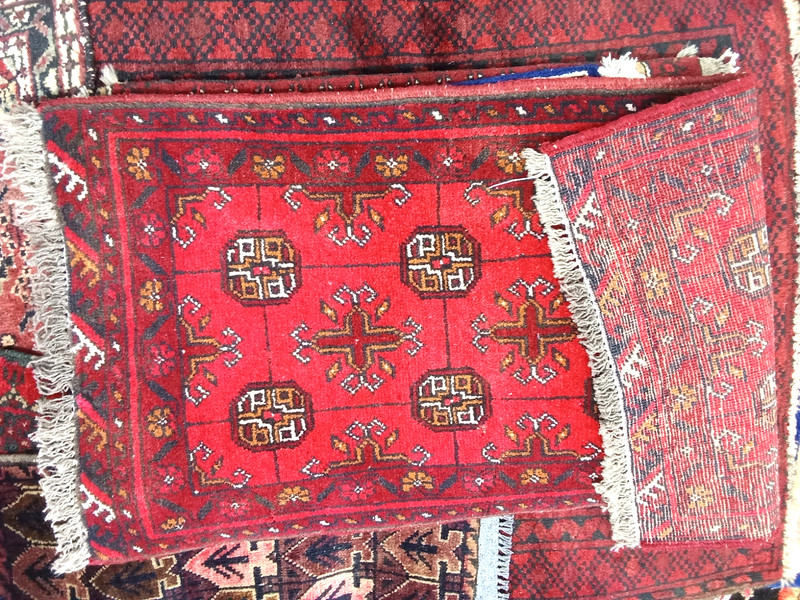 Afghan Handmade Carpet Red 2x3 Ft Runner Rug 20x42 Inches gallery