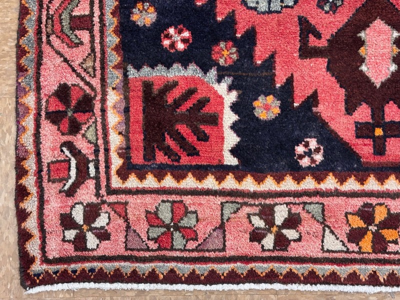 Vintage Hamedan Tribal Hand Knotted Wool Runner Rug 4x10 Red Oriental Geometric gallery