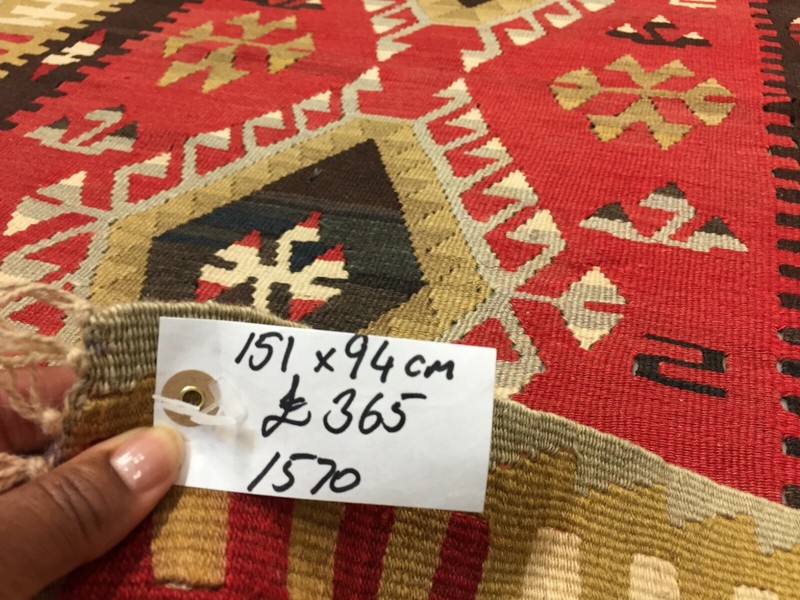 Vintage Turkish Kilim 151x94 cm Tribal Kelim Rug, Black, Red, Beige, Medium gallery