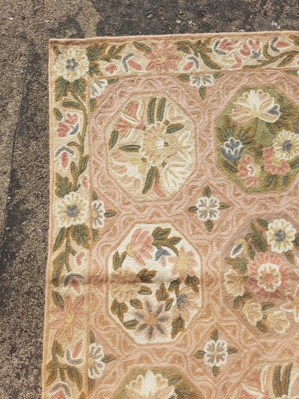 Vintage Hand Woven Traditional Kashmiri Floral Multicolor Kilim Rug 90x58 cm gallery