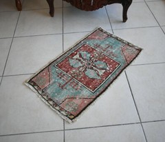 Turkish Runner 2.6×1.4 ft Runner Vintage Oushak Runner Small Faded Runner Y12