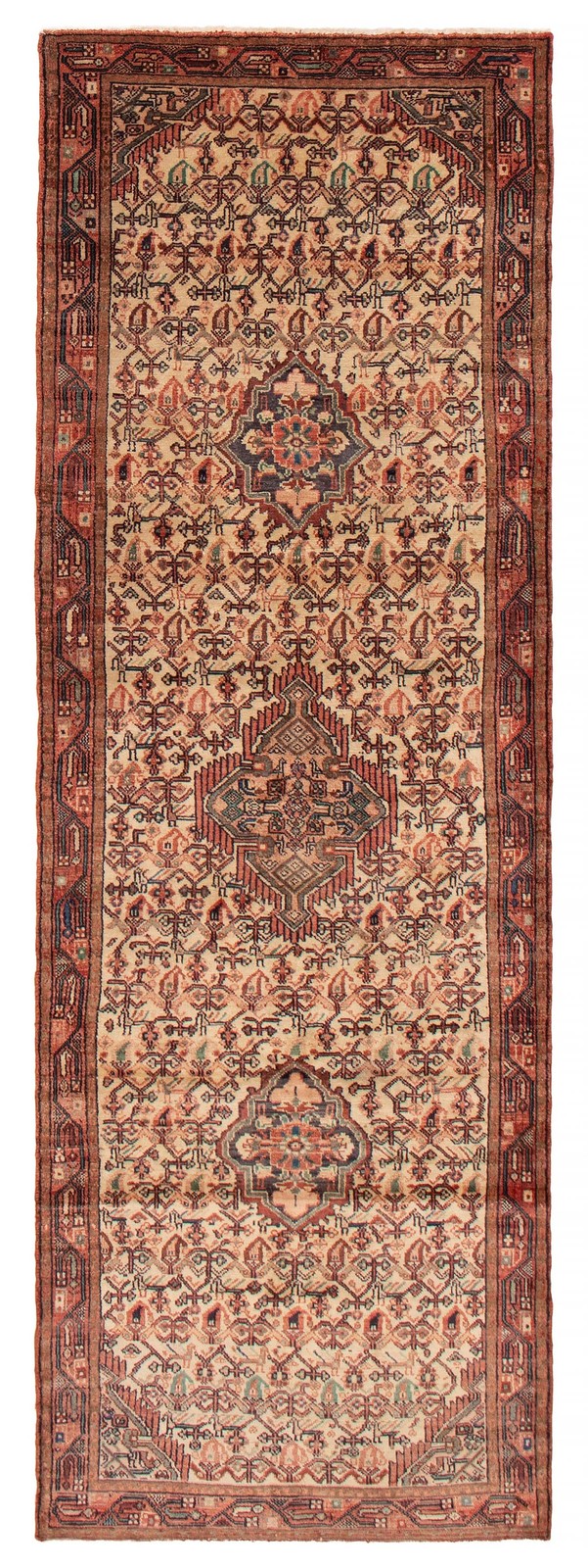 3'7" x 10'4" Vintage Hand-knotted Runner Rug Traditional Oriental Wool Carpet gallery