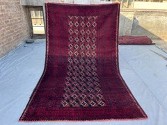 5×8 ft Vintage Afghan Baluchi Rug, Hand Knotted, Soft Wool Tribal Bedroom Rug