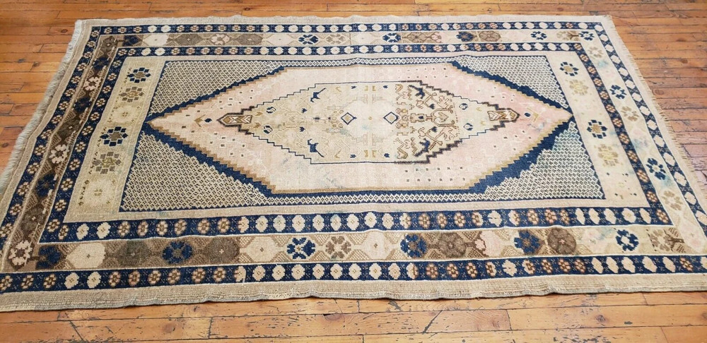 Rare Antique Ca1900-1939's Muted Colors, Wool Pile Oushak Area Rug 3'9"×6'