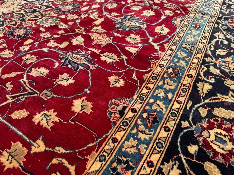 9x12 RED VINTAGE ORIENTAL RUG HAND-KNOTTED COLORFUL handmade navy blue 10x13 ft gallery