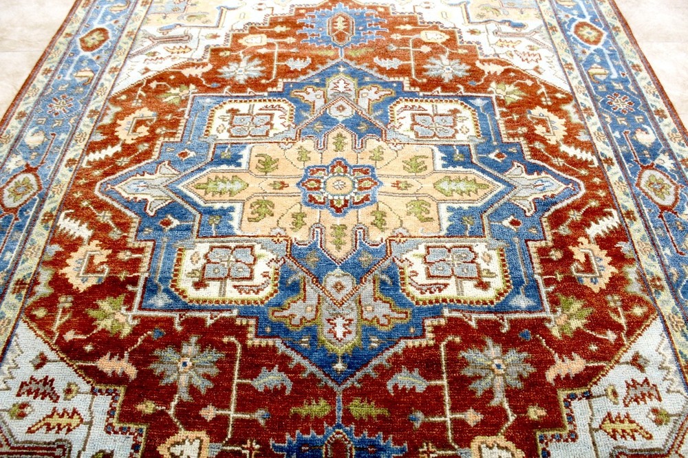 8X10 MASTERPIECE MINT HAND KNOTTED VEGETABLE DYE HERIZZ SERAPI WOOL TURKISH RUG