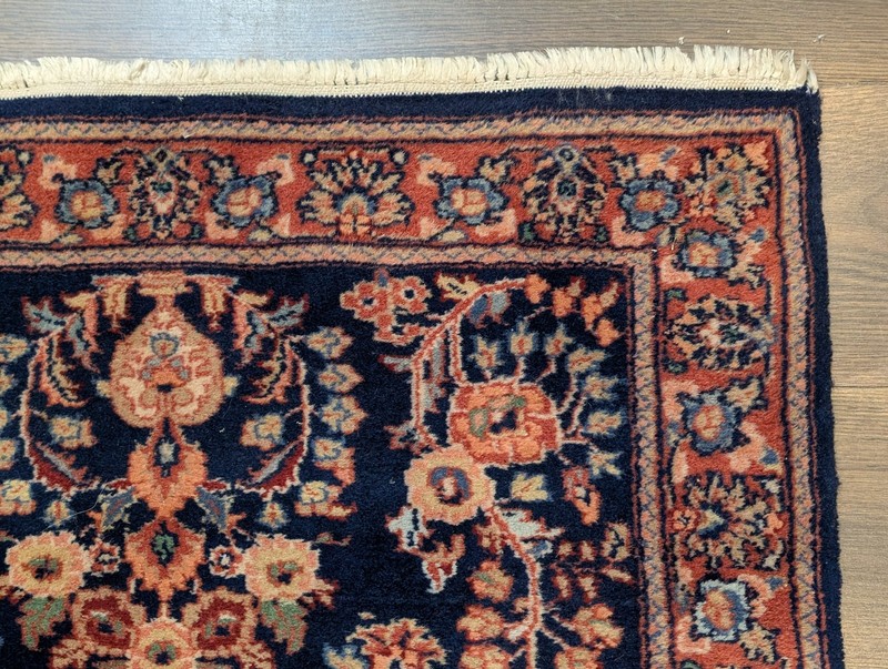 Indo Per'sian Sarouk Mohajaran Runner 3 x 9.4, Navy Blue, Floral gallery