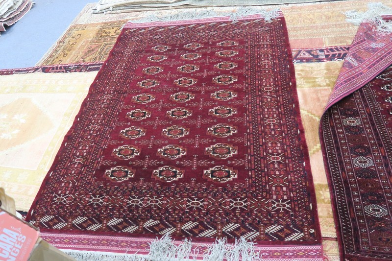 Antique Very Fine Silk on Silk Hand Knotted Tekke Turkoman Rug Red 1920's 4'8x6' gallery