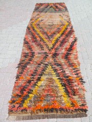Turkish Shaggy Carpet Runner, Vintage Hallway Rugs Aisle Wide Mohair Rug 42X127″
