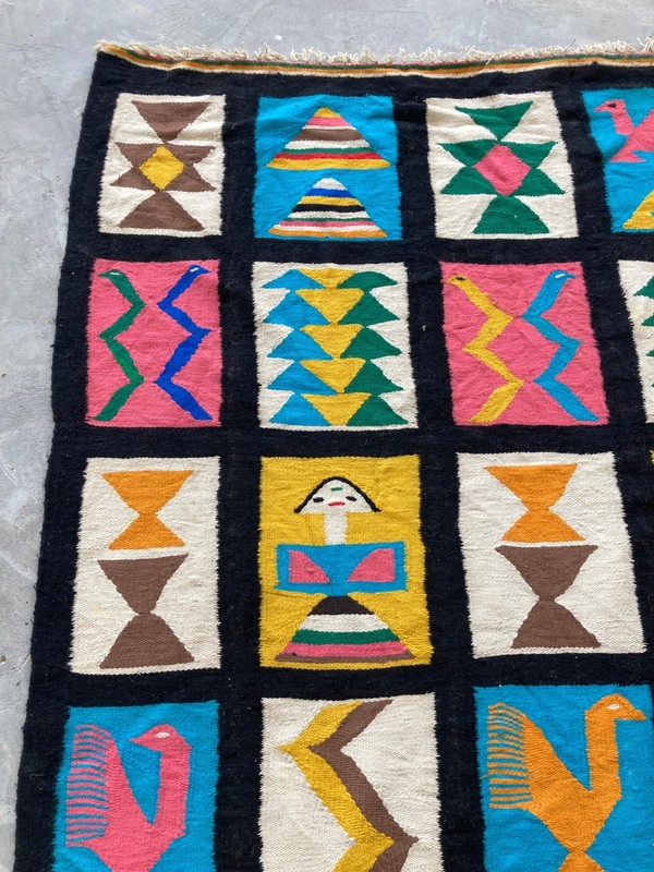 Vintage Traditional Handmade Tunisian Berber Kilim Floor Rug Carpet 187x83 cm gallery