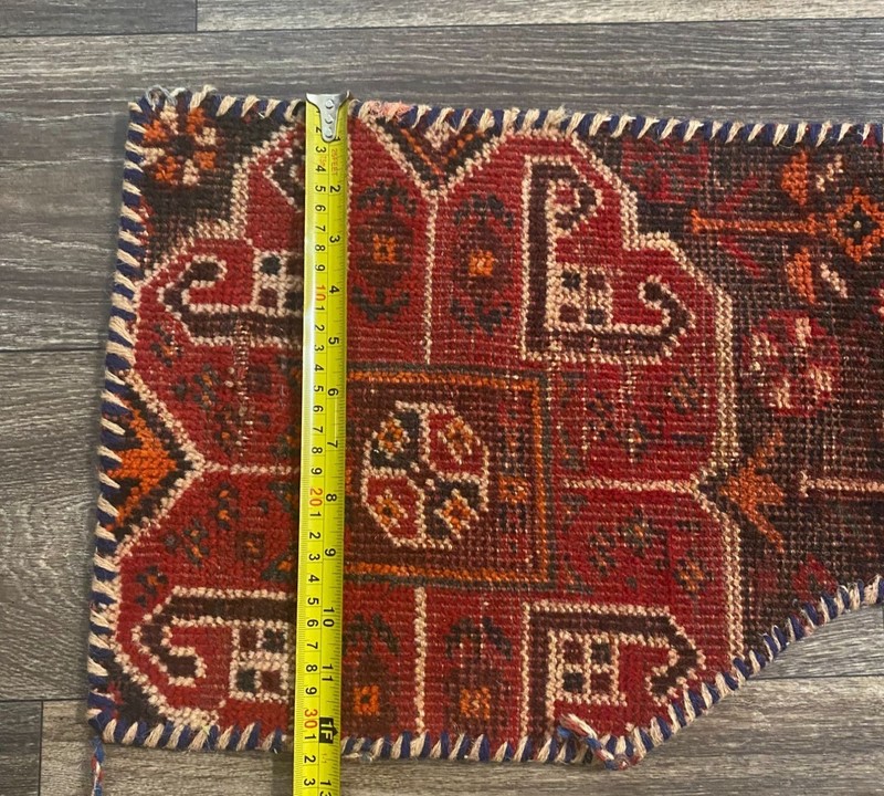Shirvan Rug Altered To Wall Hanging Wool With Tassels 105" L x 9"-12' W gallery