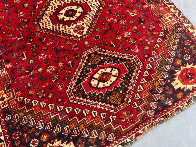 4'x6' Ft Vintage Caucasian Hand Knotted Red Triple Geometric Wool Area Rug gallery