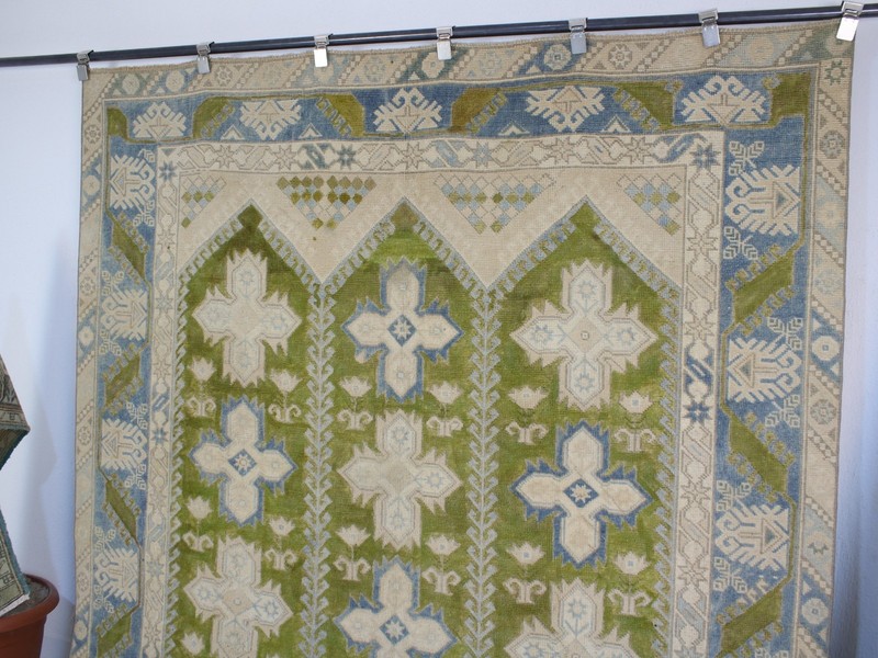 5x9 Oversize Handmade Area Rug Beige Green Floral Wool Rug 5.3x8.6 ft gallery