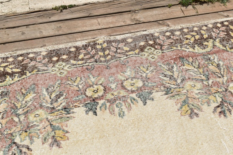 Turkish Oushak Rug 5x9 Vintage Rug AMAZING Beige Floral Oriental Rug 180x280cm gallery